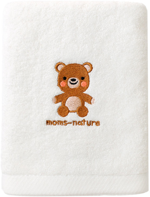 맘스네이처 신생아 대나무 밤부 아기타올 40 x 80 cm 160g, White 곰돌이, 1개