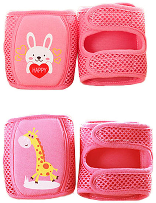 기린 토끼 매쉬 미끄럼방지 유아 무릎보호대세트, 핑크세트, 2세트