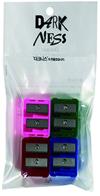 다크니스 듀얼 사각 펜슬깍이 4종 세트, 레드+핑크+그린+블루, 1세트