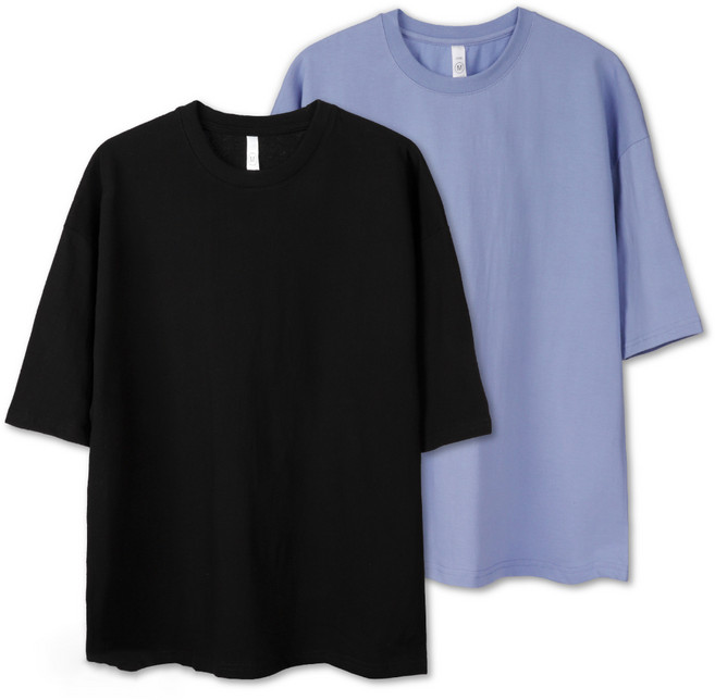 벤힛 빅사이즈 데일리 무지 오버핏 반팔 티셔츠 2종 세트