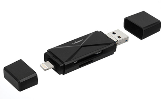 유니콘 3IN1 OTG 멀티 USB 카드리더기, 블랙, XC-1000A, 1개