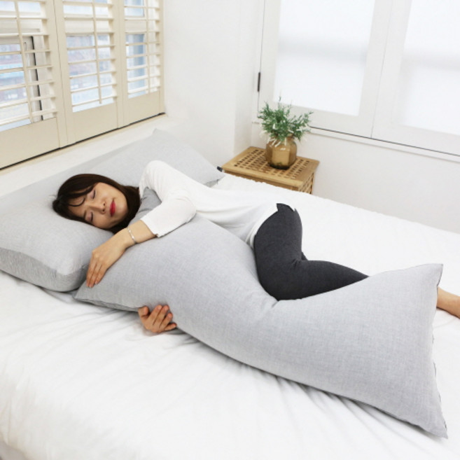 콤피라이프 국내 제조 몰랑말랑 사각 바디필로우, 연그레이