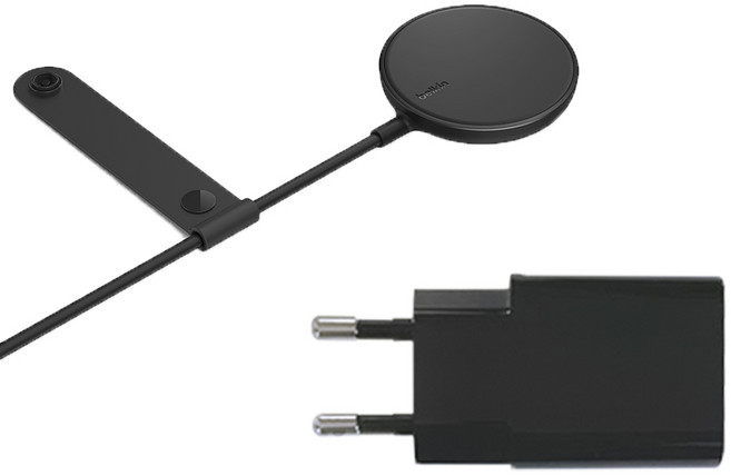 벨킨 맥세이프 7.5W 무선충전기 패드 + 고속 충전어댑터, 블랙(WIA005krBK), 1세트