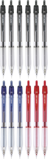 자바펜 0.3 나노라인 볼펜 검정 0.3mm 6p + 파랑 0.3mm 3p + 빨강 0.3mm 3p, 혼합색상, 1세트