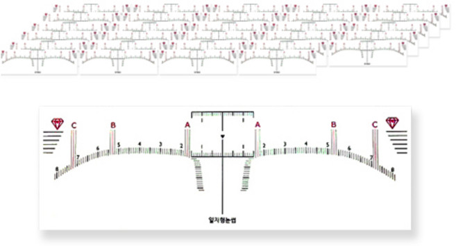 눈썹 디자인 스티커자 50p, 일자형, 1개
