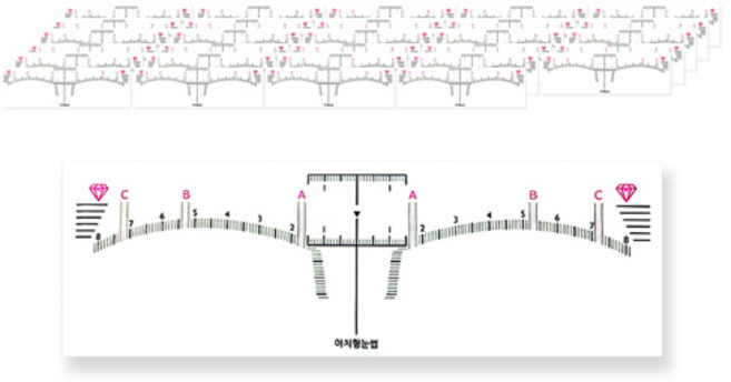 눈썹 디자인 스티커자 50p, 아치형, 1개