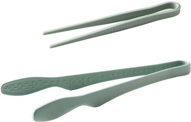 제이테이블 실리콘 엣지 집게 + 핀셋 세트, 그린, 1세트