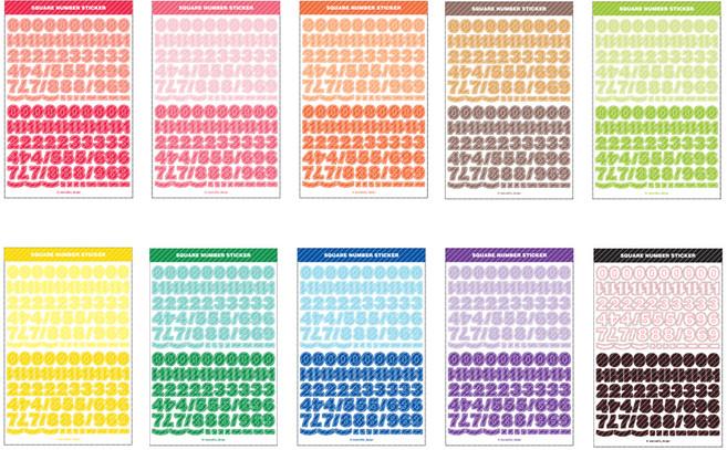 워너디스 반듯반듯 숫자 스티커 10종 세트, 혼합색상, 1세트