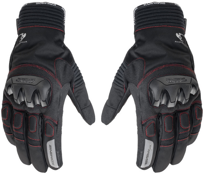 코미네 오토바이 겨울 방한 글러브 GK-834, 블랙 + 레드