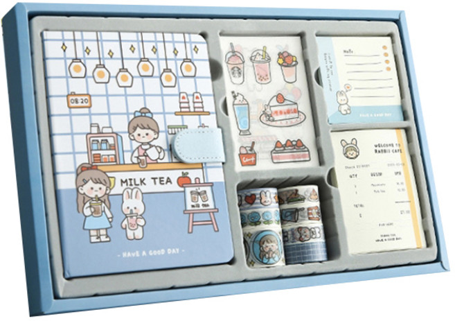 꾸꾸까까 POP 캐릭터 다이어리 올인원 패키지, 카페, 1세트