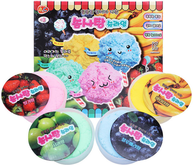 비앤씨 솜사탕 슬라임 4종, 사과향 + 딸기향 + 블루베리향 + 바나나향, 200g, 1세트