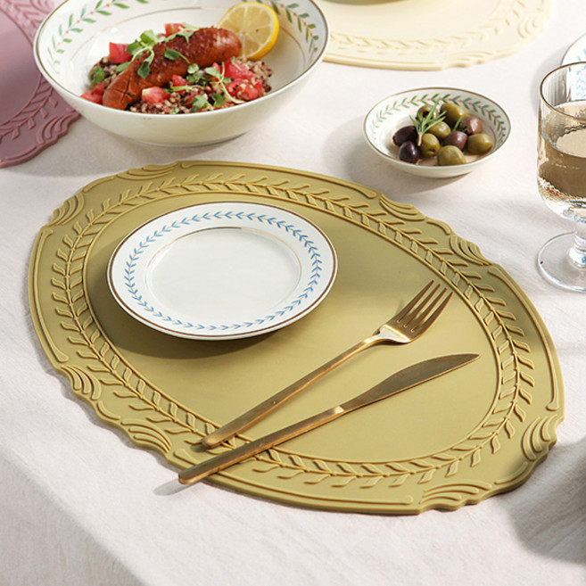 시라쿠스 로렐 실리콘 논슬립 테이블 식탁매트 4p, 올리브, 43cm, 4개