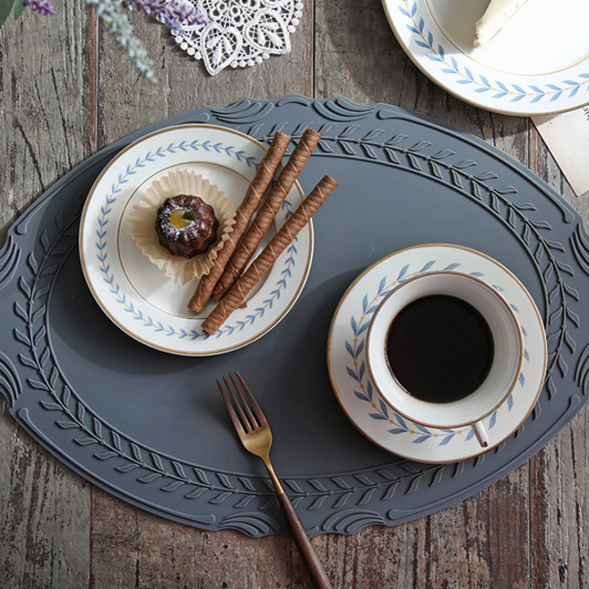 시라쿠스 로렐 실리콘 논슬립 테이블 식탁매트 4p, 그레이, 43cm, 4개