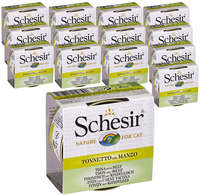 스케지어 고양이 브로스 간식캔, 14개, 70g, 혼합맛(참치/소고기/쌀)