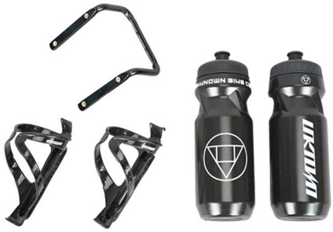 UNKNOWN 부스터 물통 600ml x 2p + 케이지 2p + 안장홀더, 블랙, 1세트
