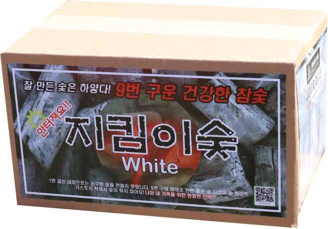 피터팬의 캠핑 9번 구운 지킴이 숯 화이트, 1개, 2kg, 2ml