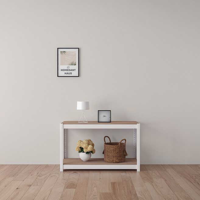 홈던트하우스 업그레이드형 무볼트 철제 선반, 화이트, 2단