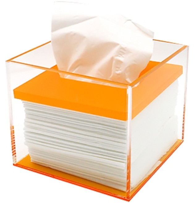 아크리코 아크릴 각티슈 수납 정사각 케이스, 오렌지, 1개