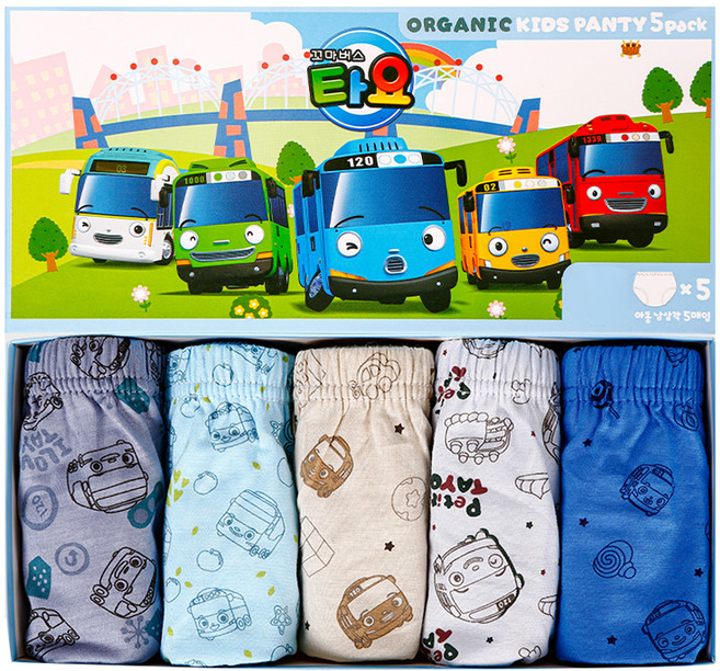 씨엘스토리 남아용 꼬마버스타요 오가닉 면 삼각팬티 5p 세트