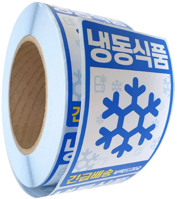 취급주의 택배스티커 롤라벨 냉동식품 세로형 500매입, 파랑, 1개