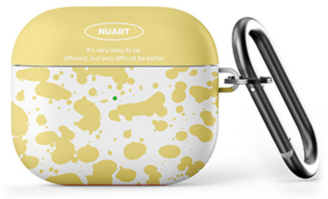 누아트 마블잉크패턴 디자인 하드케이스, 에어팟프로/에어팟프로2, 마블잉크패턴 소프트옐로우