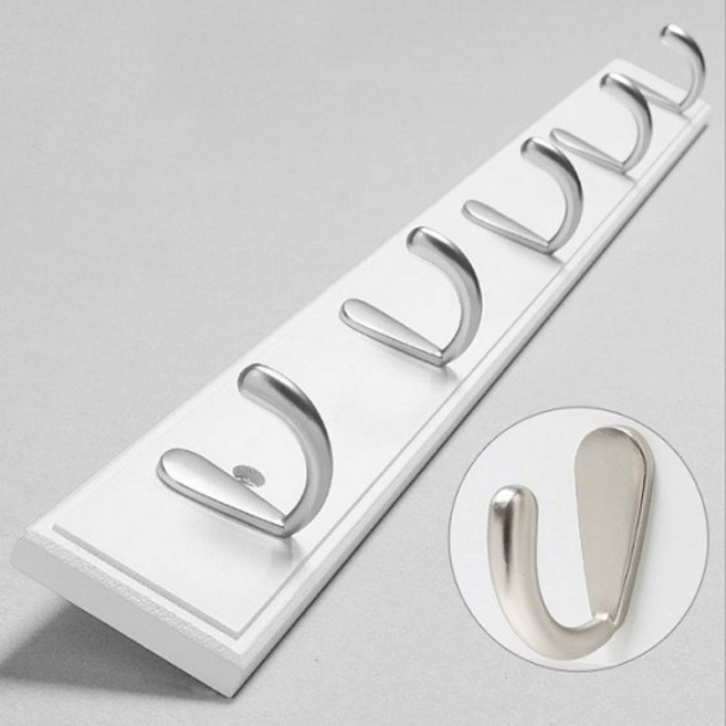 5구 대나무 벽 옷걸이, 화이트, 1개