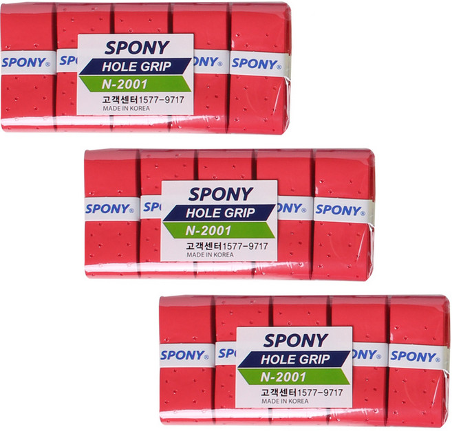 스포니 소프트핏 홀 오버그립 N-2001, 레드, 30개