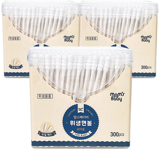 맘스베이비 유아용 위생면봉, 300개입, 3개