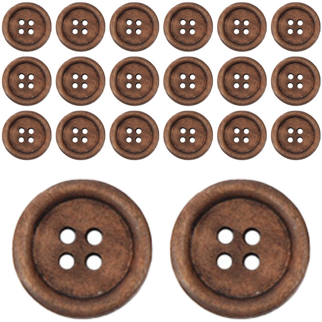 브랜드얀 내추럴 볼록 나무단추 25mm 10p, 브라운, 2개