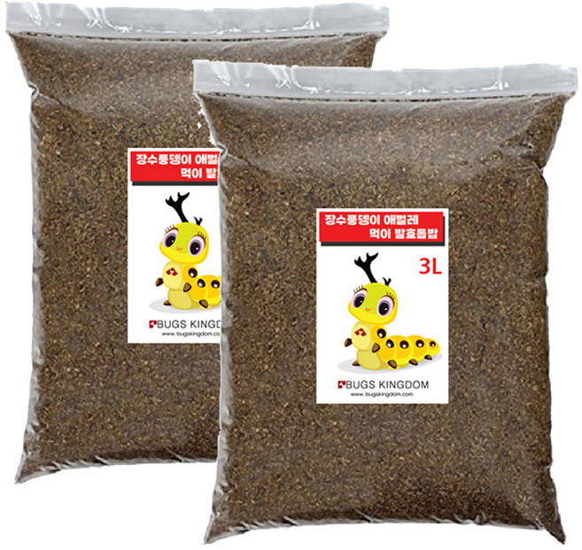 벅스킹덤 장수풍뎅이 애벌레먹이 발효톱밥 3L, 혼합색상, 2개