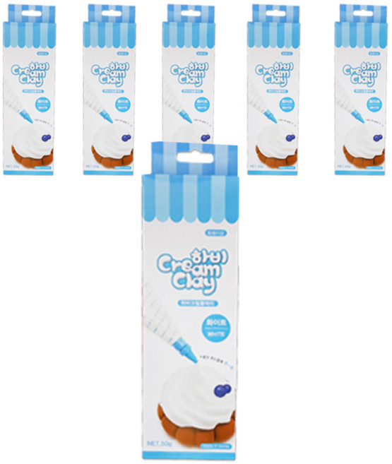 토단 하비 크림 클레이 6p, 화이트, 50g, 6개
