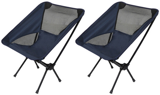 미니멀 경량 아웃도어 접이식 캠핑의자, 다크네이비, 2개