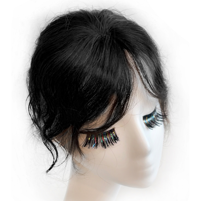 센스모드니 인모 웨이브 여성 정수리 부분가발 탈모커버 자연검정, 블랙, 1개