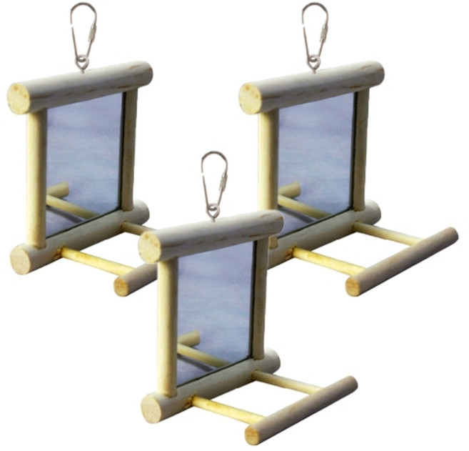 리프패럿 나무 거울 그네, 혼합색상, 3개