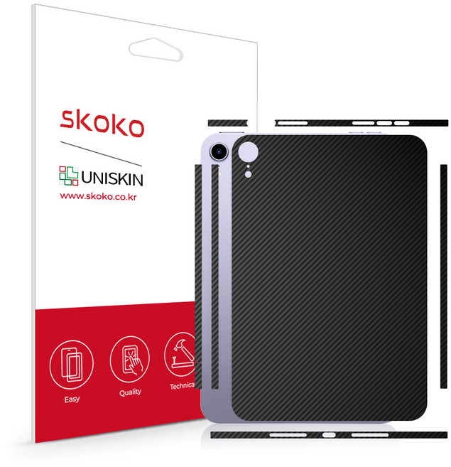 스코코 태블릿PC 유니스킨 전신 외부보호필름 세트, 레더 블랙