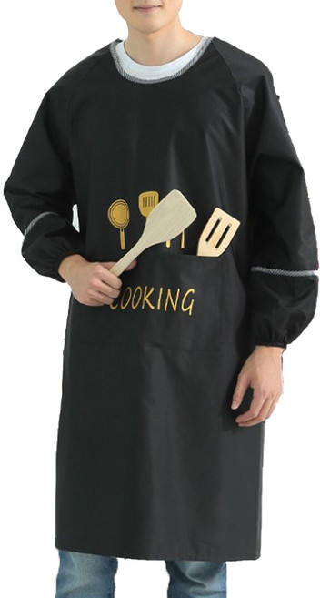 부스마켓 방수 오일 방지 팔보호 앞치마 대, 블랙, 1개