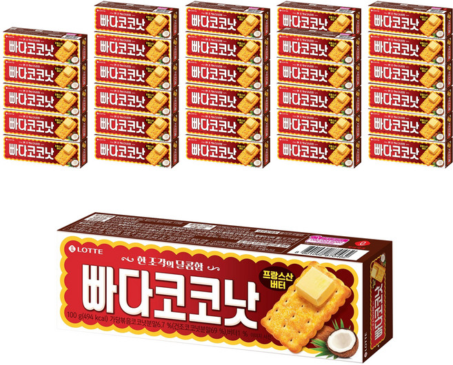 롯데웰푸드 빠다코코낫, 100g, 30개