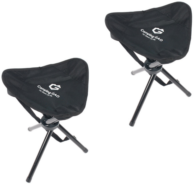 3 세모 모양 접이식 낚시 캠핑 의자, 블랙, 2개