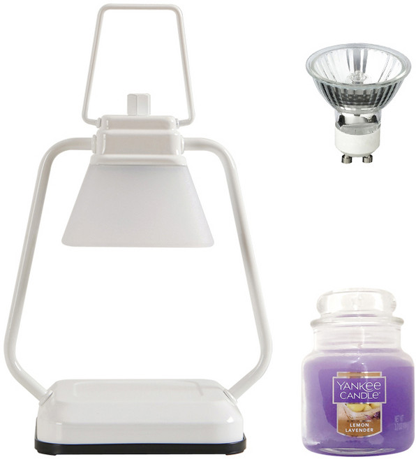 타이머 스퀘어 미니 캔들워머 + 양키 캔들 스몰자 세트, 레몬라벤더, 화이트