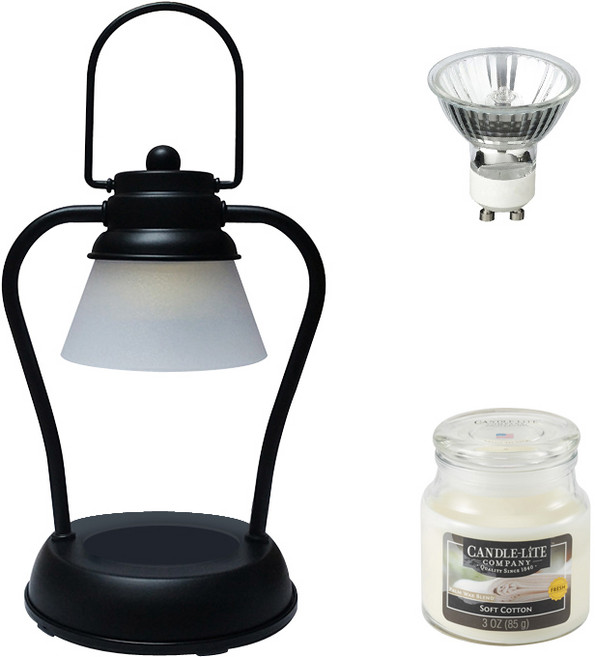 타이머 미니 캔들워머 + 캔들라이트 스몰자 세트, 블랙(캔들워머), 소프트코튼(캔들)