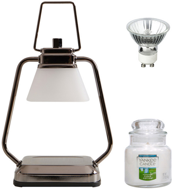 타이머 스퀘어 미니 캔들워머 + 양키 캔들 스몰자 세트, 클린코튼, 블랙펄