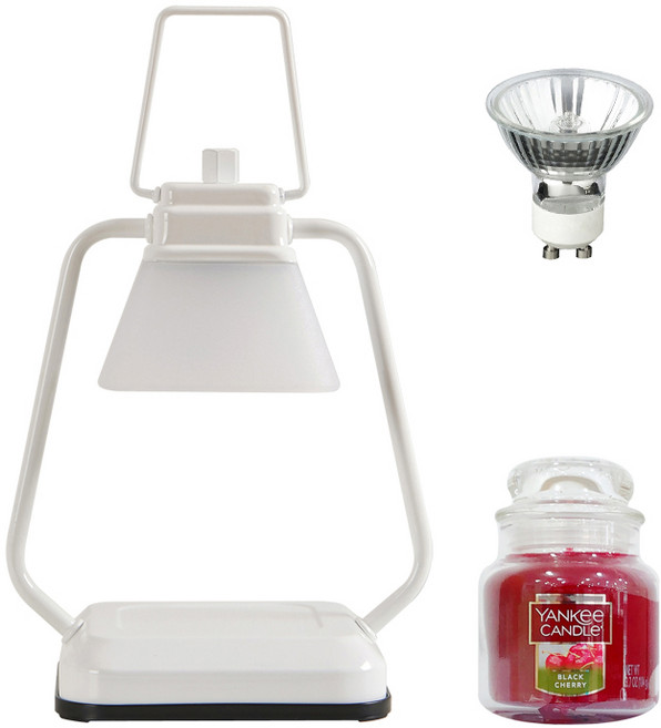 타이머 스퀘어 미니 캔들워머 + 양키 캔들 스몰자 세트, 블랙체리, 화이트