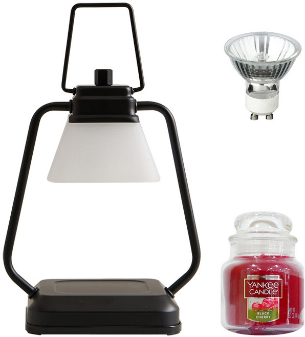 타이머 스퀘어 미니 캔들워머 + 양키 캔들 스몰자 세트, 블랙체리, 다크