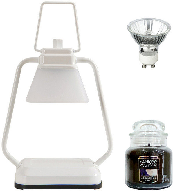 타이머 스퀘어 미니 캔들워머 + 양키 캔들 스몰자 세트, 미드썸머나잇, 화이트