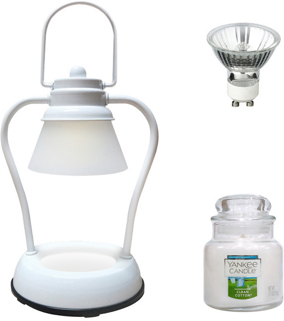 타이머 미니 캔들워머 + 양키캔들 스몰자 세트, 화이트 + 클린코튼