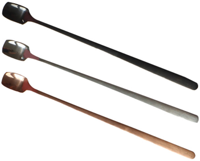 HAILY 스테인레스 스퀘어 티스푼 앤 머들러 롱핸들 3종 세트, 블랙 실버 로즈골드, 1세트