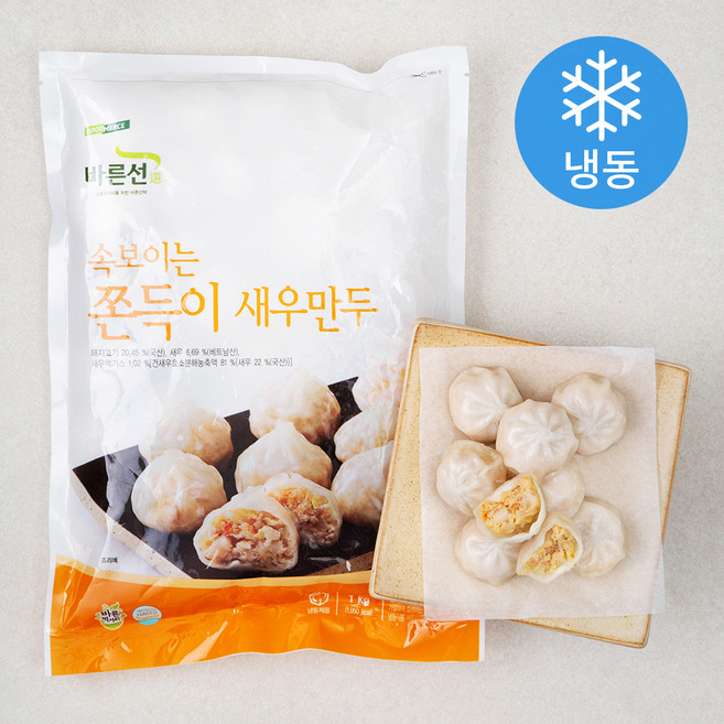 바른선 속보이는 쫀득이 새우만두 (냉동), 25g, 40개