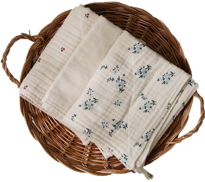 이우아여사 거즈행주 푸른꽃 + 핑크체리 + 소창기본 세트, 3개