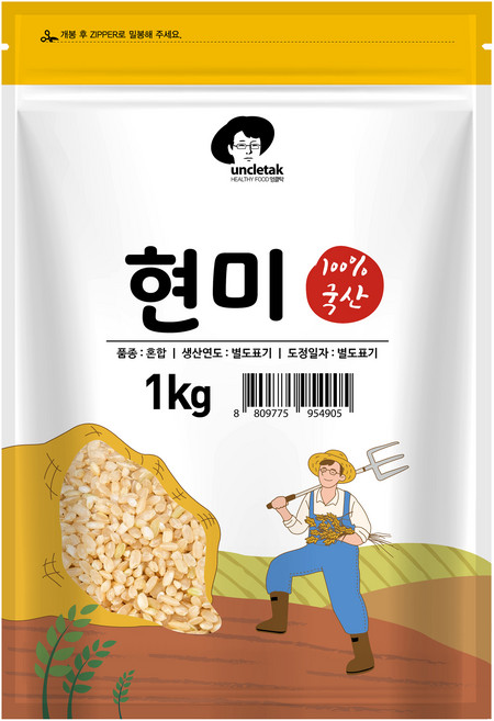 엉클탁 국산 현미, 1kg, 1개