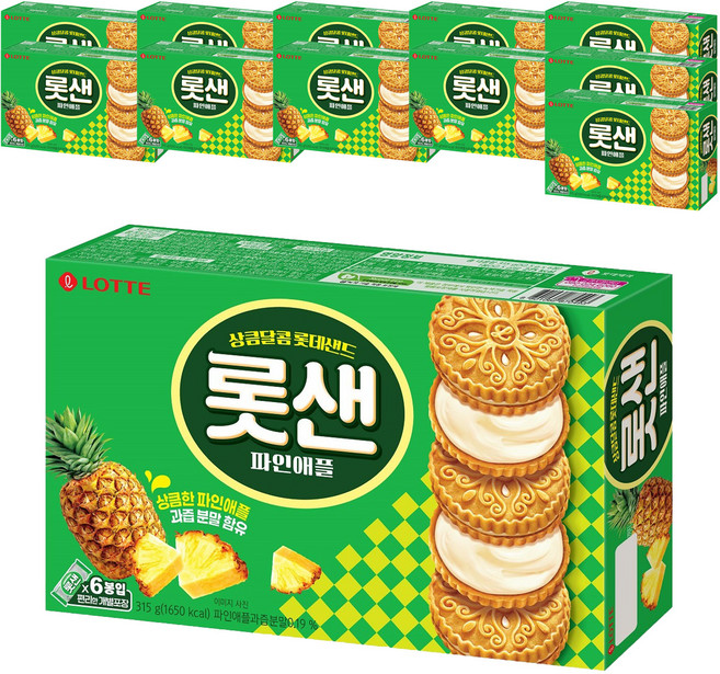 롯데웰푸드 롯데샌드 파인애플, 315g, 12개